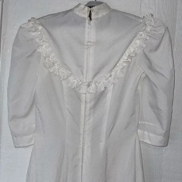 Vintage Hawaiian 1940s Handmade White Palaka Holoku Wedding Dress W/Train Loop - Picture 4 of 11